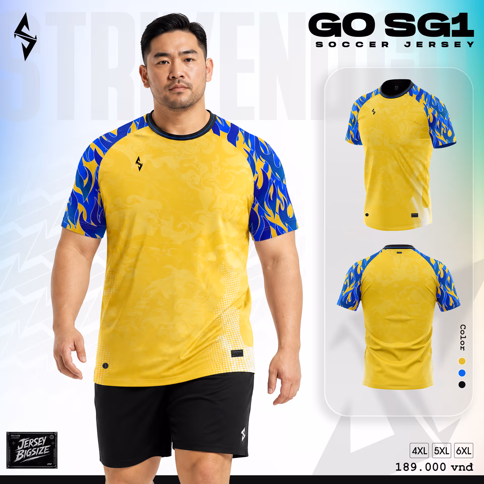 Bộ quần áo bóng đá Strivend GO SG01 Vàng