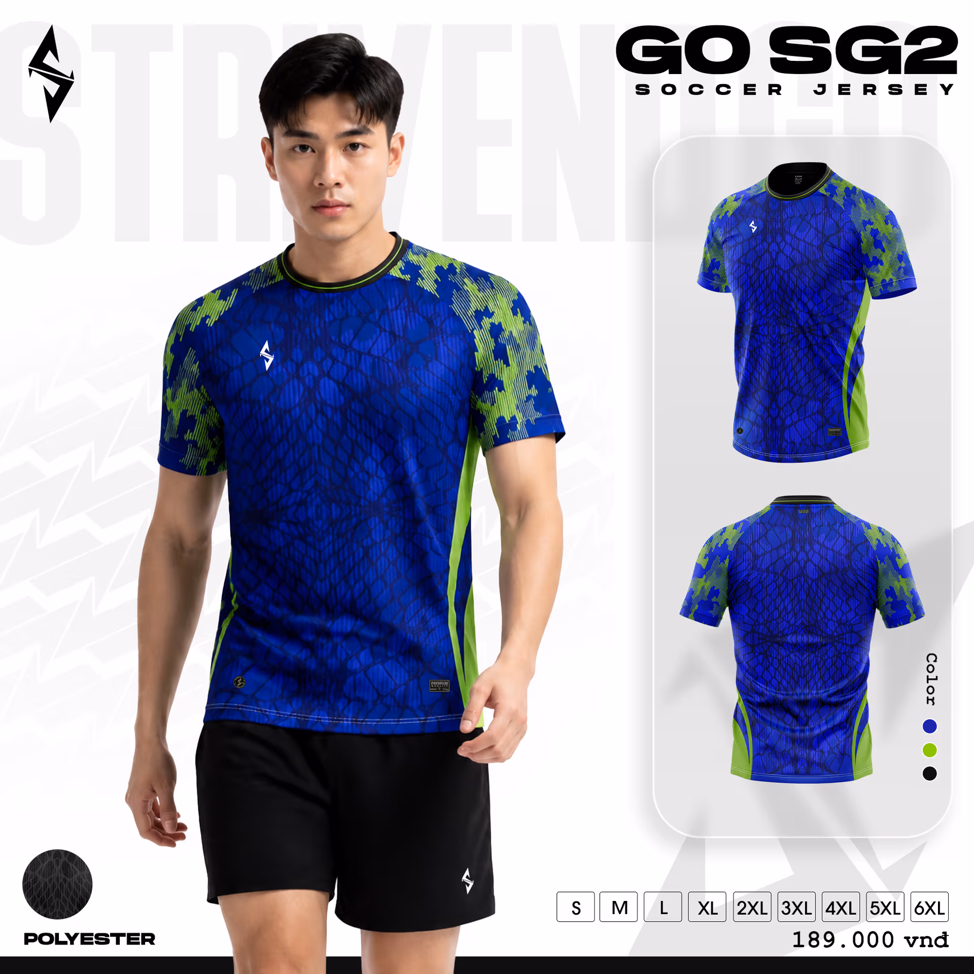 Bộ quần áo bóng đá Strivend GO SG02 Xanh Bích
