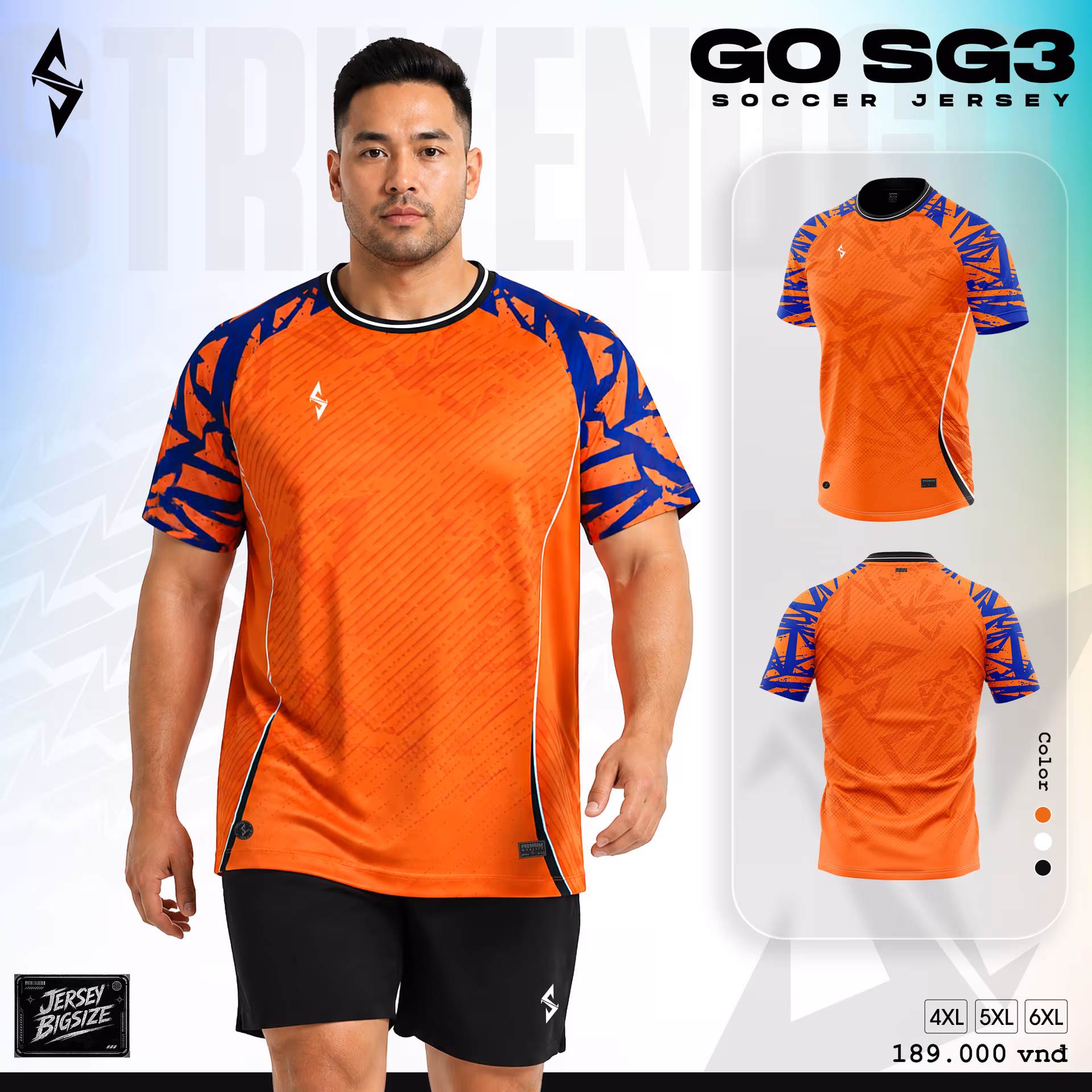 Bộ quần áo bóng đá Strivend GO Big Size SG03 Cam