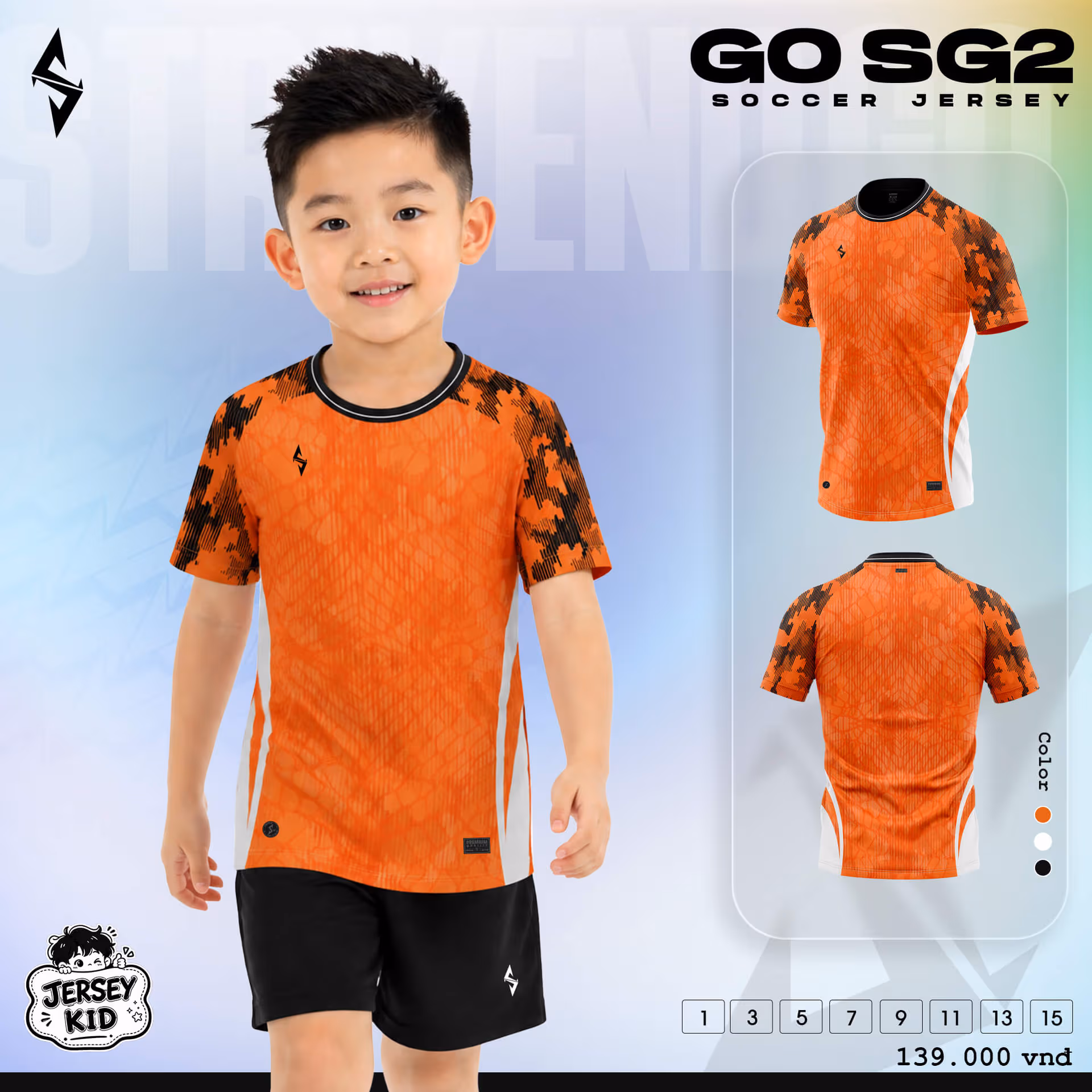Bộ quần áo bóng đá trẻ em Strivend GO Kid SG02 Cam