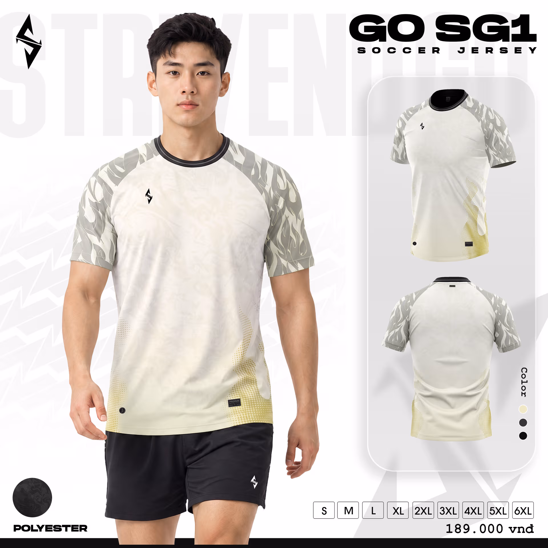 Bộ quần áo bóng đá Strivend GO SG01 Kem