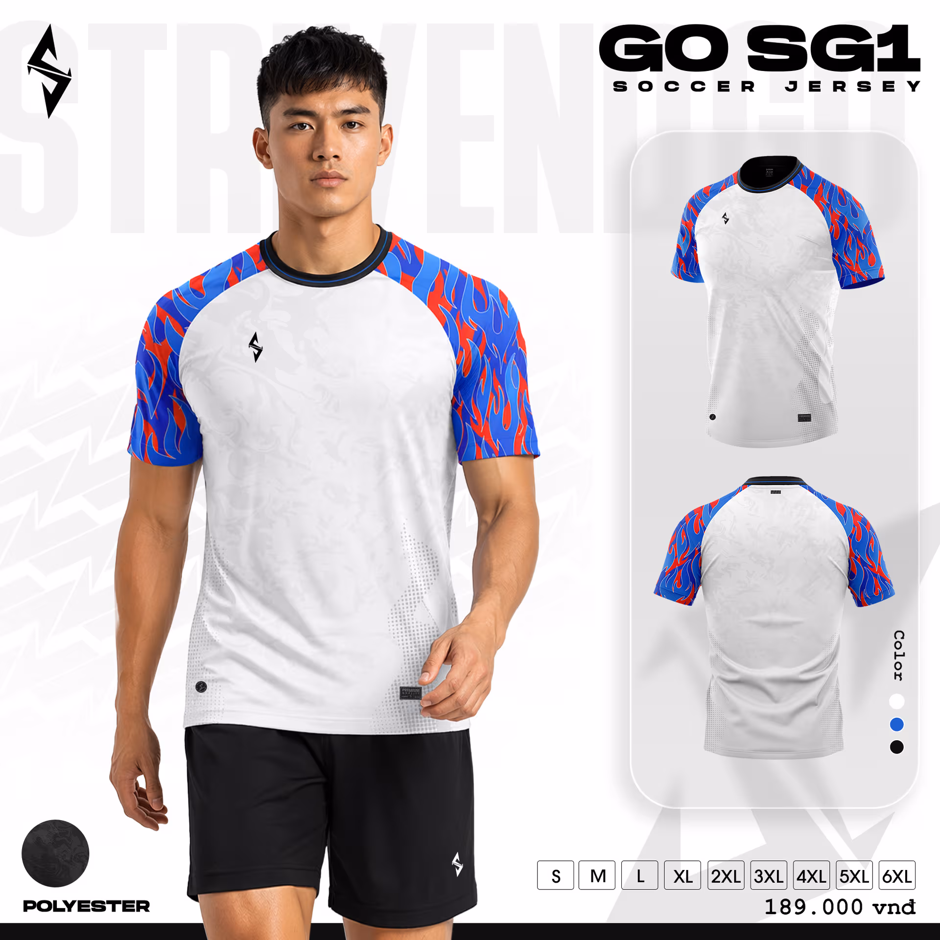 Bộ quần áo bóng đá Strivend GO SG01 Trắng