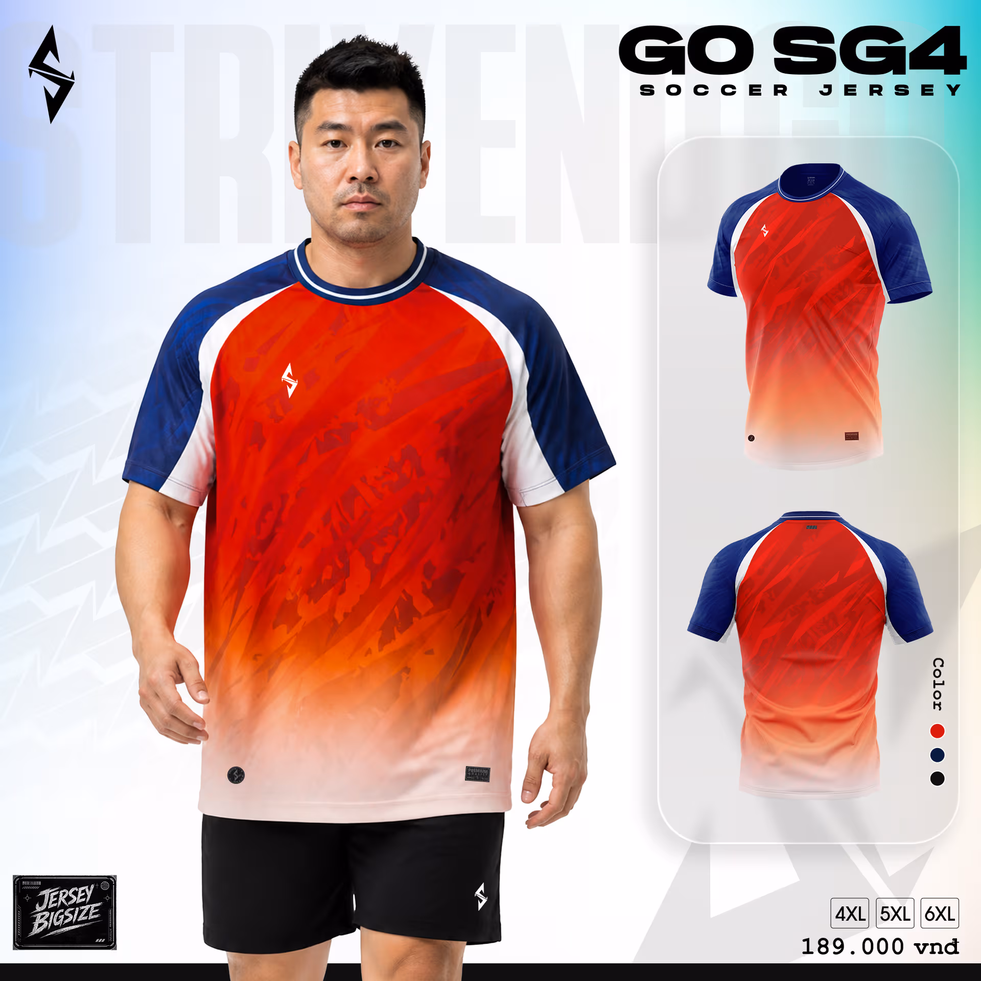 Bộ quần áo bóng đá Strivend Go Big Size SG04 Đỏ