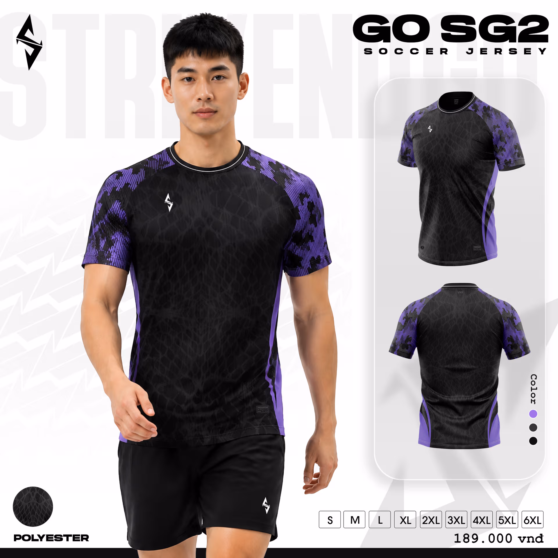 Bộ quần áo bóng đá Strivend GO Big Size SG02 Đen