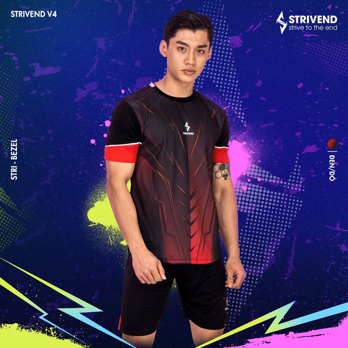 Bộ Quần Áo Bóng Đá Không Logo Strivend V4 Đỏ