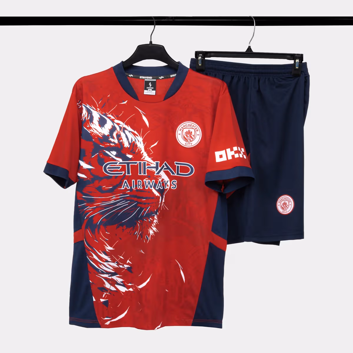 Bộ Quần Áo Bóng Đá Strivend Manchester City Đỏ 24/25